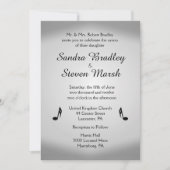 Invitation à thème du Mariage de musique argent (Devant)