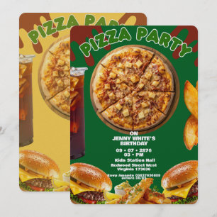 Invitation à thème fête de pizza