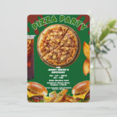 Invitation à thème fête de pizza (Debout devant)