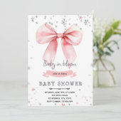 Invitation à thème hiver Pink bow (Debout devant)