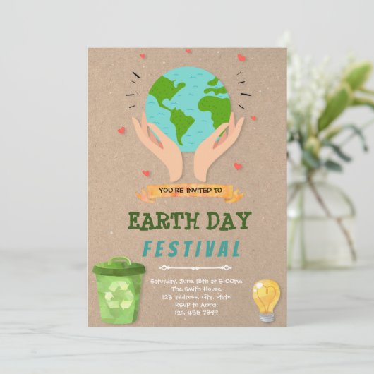 Invitation à thème Jour de l'terre (Debout devant)