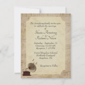 Invitation à thème Mariage de musique antique (Devant)