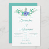 Invitation à thème Mariage d'orchidées violet et T (Devant / Derrière)