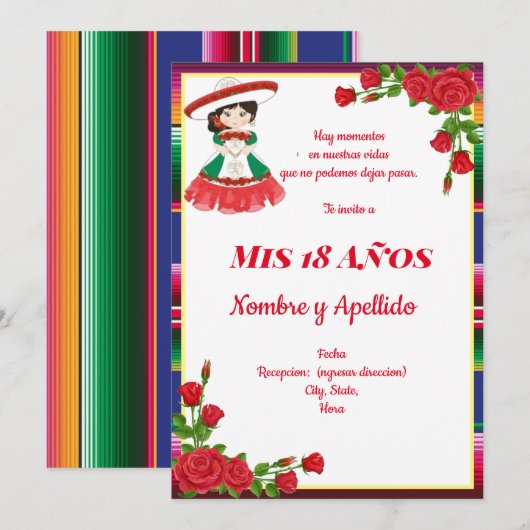 Invitation à thème mexicaine (Devant / Derrière)