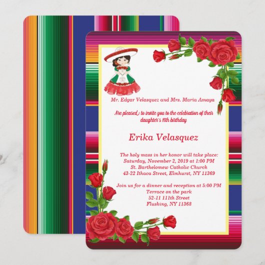 Invitation à thème mexicaine (Devant / Derrière)