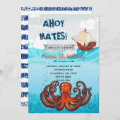 Invitation à thème nautique de pirate Kraken (Devant / Derrière)