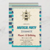 Invitation à thème nautique du phare (Devant / Derrière)