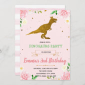 Invitation à thème pour dinosaures filles (Devant / Derrière)
