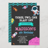 Invitation à thème pour l'anniversaire de l'espace (Devant / Derrière)