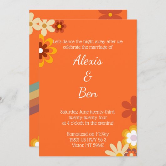 Invitation à thème rétro les années 70 puissance d (Devant / Derrière)