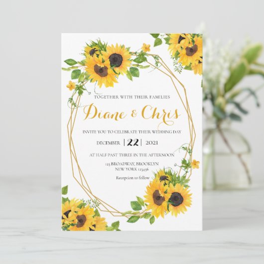 Invitation à thème tournesol (Debout devant)
