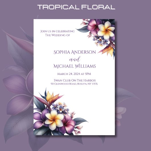 Invitation À Thème Tropical Floral Mariage