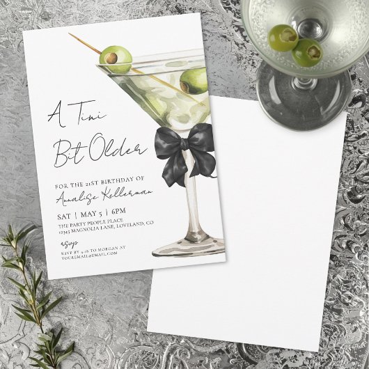 Invitation A Tini Bit Older Bow Martini Birthday Party