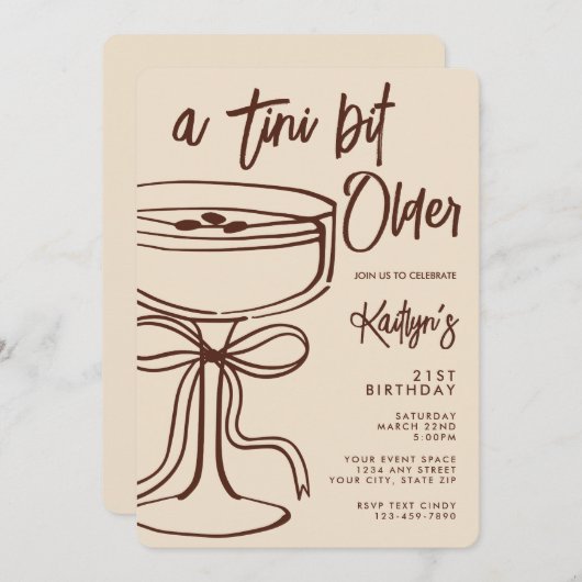 Invitation A Tini Bit Older Espresso Martini 21st Birthday (Devant / Derrière)