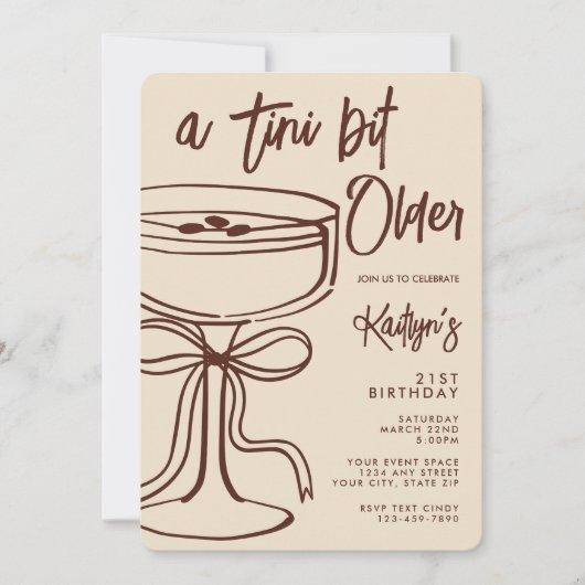 Invitation A Tini Bit Older Espresso Martini 21st Birthday (Devant)