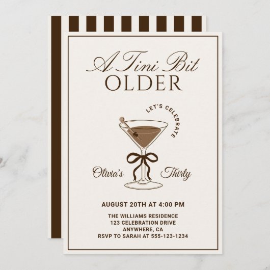 Invitation A Tini Bit Older Espresso Martini 30th Birthday (Devant / Derrière)