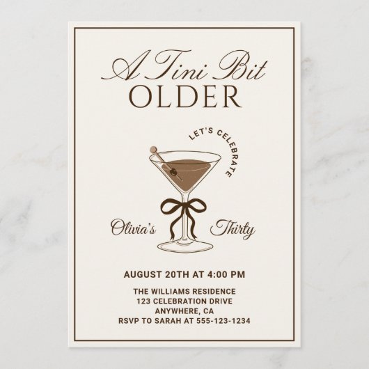Invitation A Tini Bit Older Espresso Martini 30th Birthday (Devant)