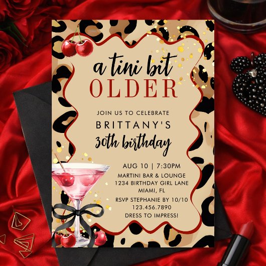 Invitation A Tini Bit Older Leopard Cherry Martini Birthday 