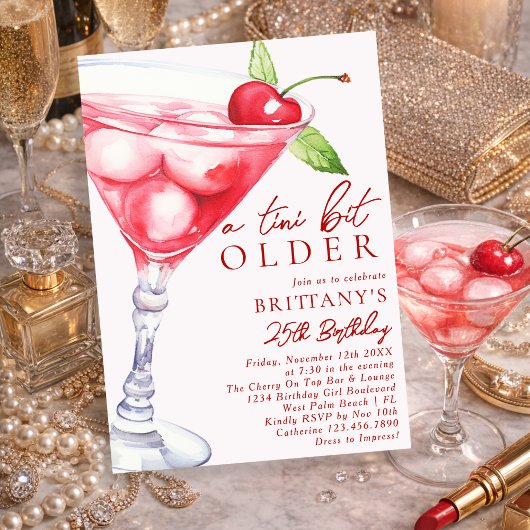 Invitation A Tini Bit Older Martini Cocktail Birthday For Her
