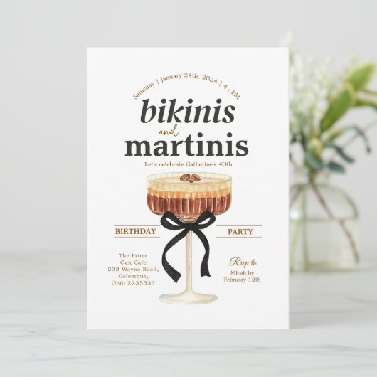 Invitation A Tini Bit Older Party Espresso Martini Theme (Debout devant)