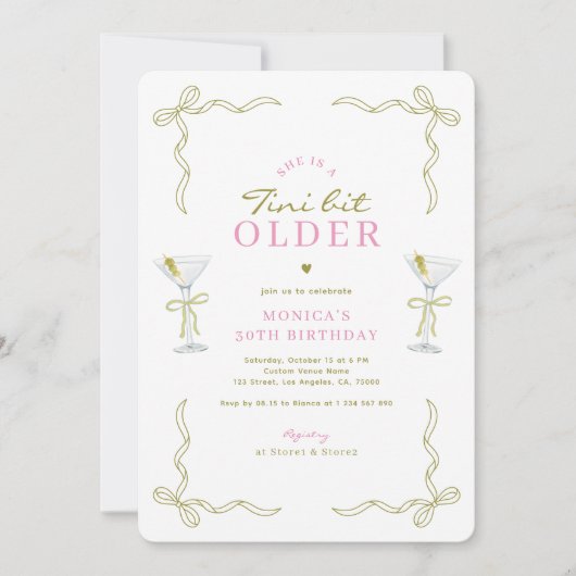 Invitation A Tini Bit Older Pink & Green 30th Birthday Party (Devant)