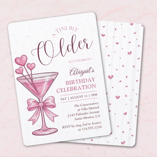 Invitation A Tini Bit Older Pink Martini Cocktail Birthday 