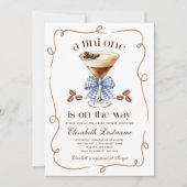 Invitation A Tini One Espresso Martini Blue Bow Baby Shower (Devant)