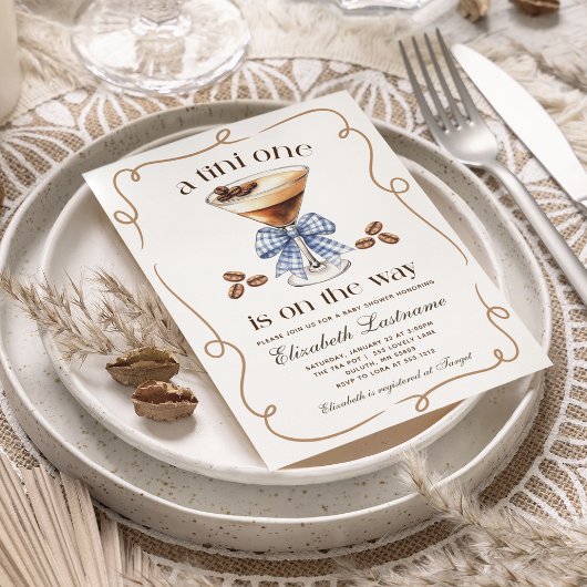 Invitation A Tini One Espresso Martini Blue Bow Baby Shower