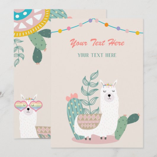 Invitation à tout événement Llama (Devant / Derrière)