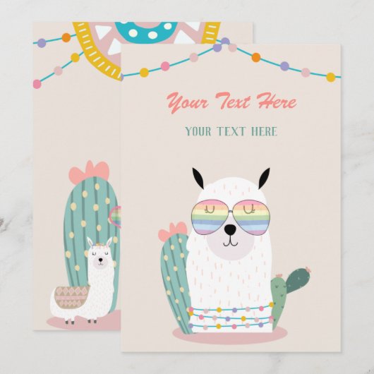 Invitation à tout événement Llama (Devant / Derrière)