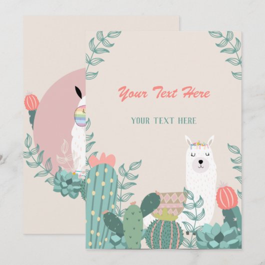 Invitation à tout événement Llama (Devant / Derrière)