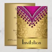 Invitation à toute la fête Or et Violet (Devant / Derrière)