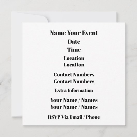 Invitation à toutes les occasions (Dos)