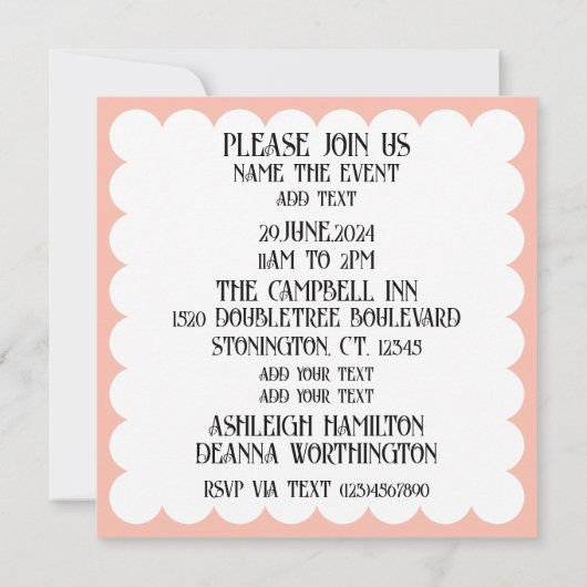 Invitation à toutes les occasions (Dos)