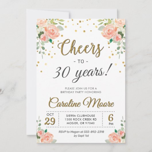 Invitation À trente ans, mesdames, fête d'anniversaire 30 ans (Devant)