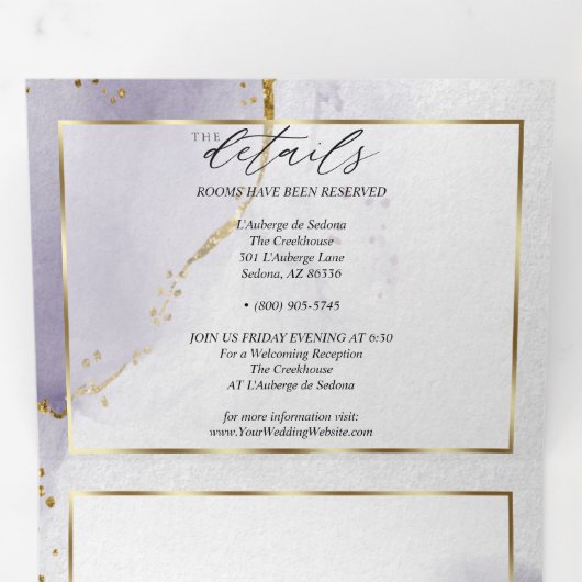 Invitation À Tri-Fold Violet De Plum Dusty (Intérieur en premier)