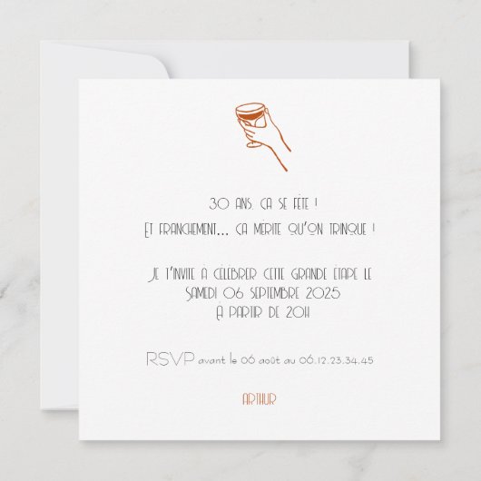 Invitation à trinquer - anniversaire (Dos)