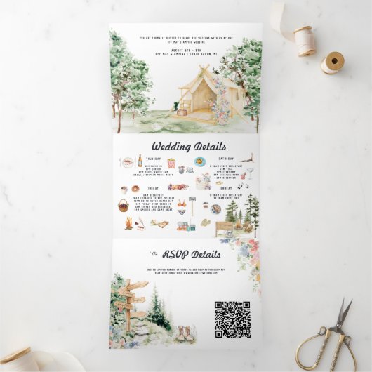 Invitation à trois volets de Mariage de givrage fo (Intérieur)