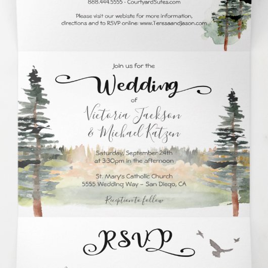Invitation à trois volets du Mariage forestier ver (Intérieur au milieu)