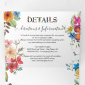 Invitation à trois volets Mariage à fleurs pressée (Intérieur en premier)