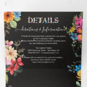 Invitation à trois volets Mariage à fleurs pressée (Intérieur en premier)