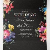 Invitation à trois volets Mariage à fleurs pressée (Intérieur au milieu)