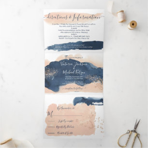 Invitation à trois volets pour Mariage moderne Blu