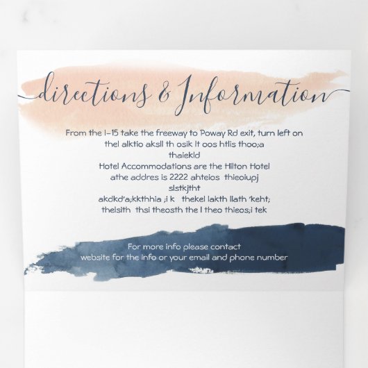 Invitation à trois volets pour Mariage moderne Blu (Intérieur en premier)