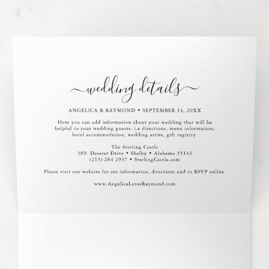 Invitation à trois volets simple Mariage classique (Intérieur en premier)