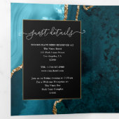 Invitation à trois volets turquoise et Gold Agate (Intérieur en premier)