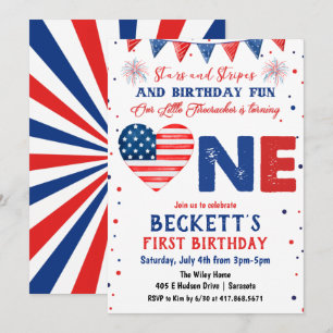 Invitation à un 1er anniversaire le 4 juillet