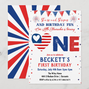 Invitation à un 1er anniversaire le 4 juillet