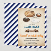 Invitation à un anniversaire de fête de clams (Devant / Derrière)