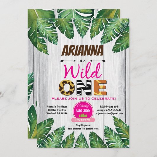 Invitation à un anniversaire sauvage. Thème de la  (Devant / Derrière)
